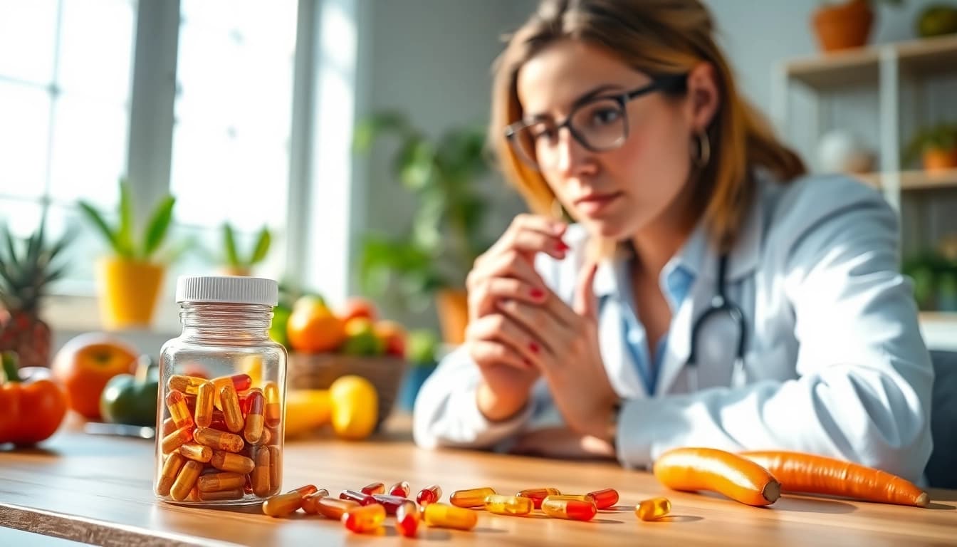 Learn how much astaxanthin should I take daily with vibrant nutrition setup featuring capsules and fresh produce.