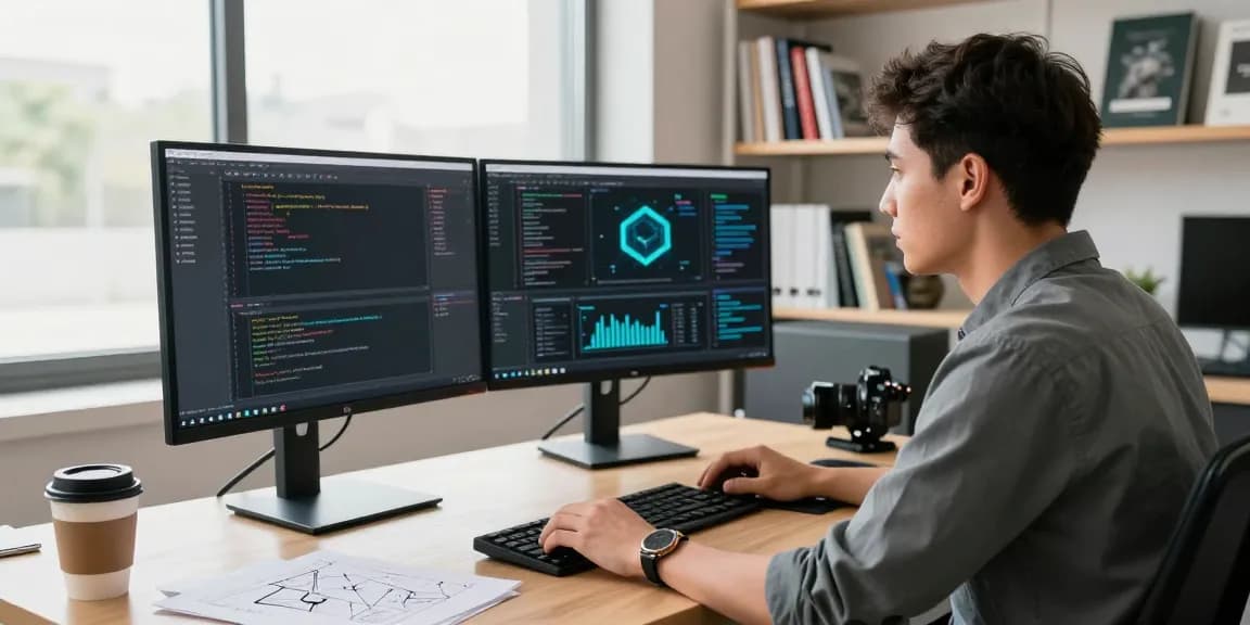 Dynamic workspace showcasing acrossprotocol blockchain development, highlighting coding environment and design tools.