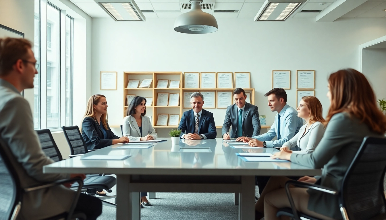 Title Insurance Services team collaborating in a modern office environment.