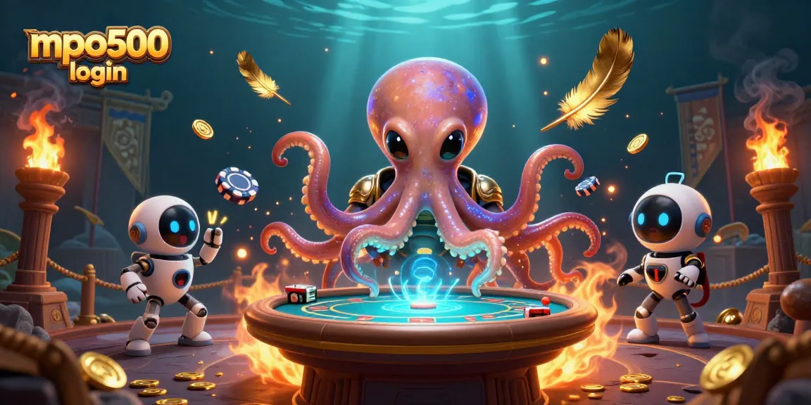 Engage in thrilling casino action with mpo500 login and dynamic poker elements in a vibrant 3D illustration.