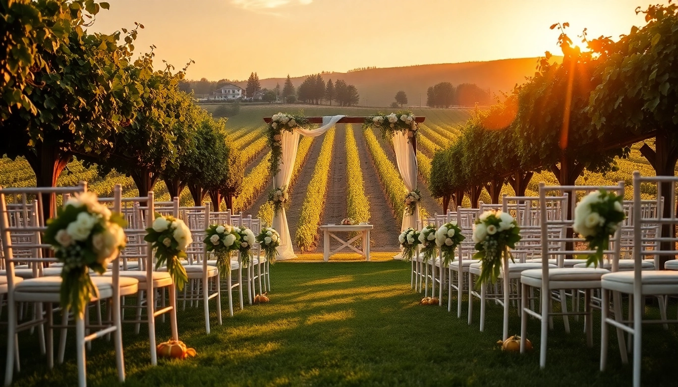 Celebrate a wedding ceremony at a picturesque vineyard wedding venue near Sacramento amid blooming grapevines.
