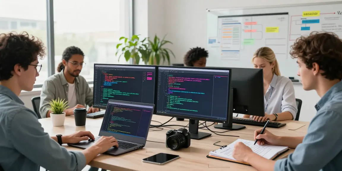 Team at work in dynamic technology environment featuring coding, brainstorming, and collaboration at https://www.bdtjl.app/