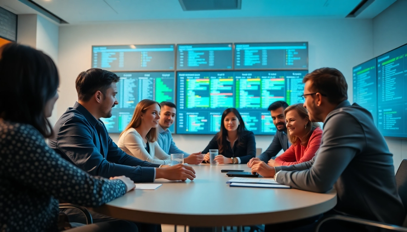 Engaged team utilizing proactive scheduling AI for optimized workplace efficiency.