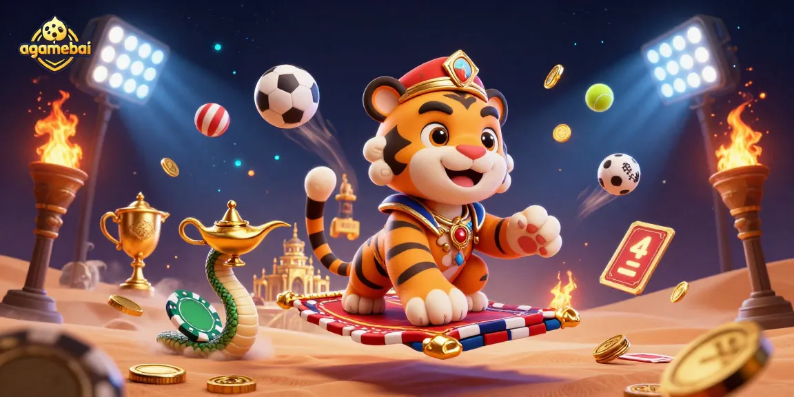 Engage in thrilling events at agamebai with the magical tiger sultan amidst a vibrant casino scene.