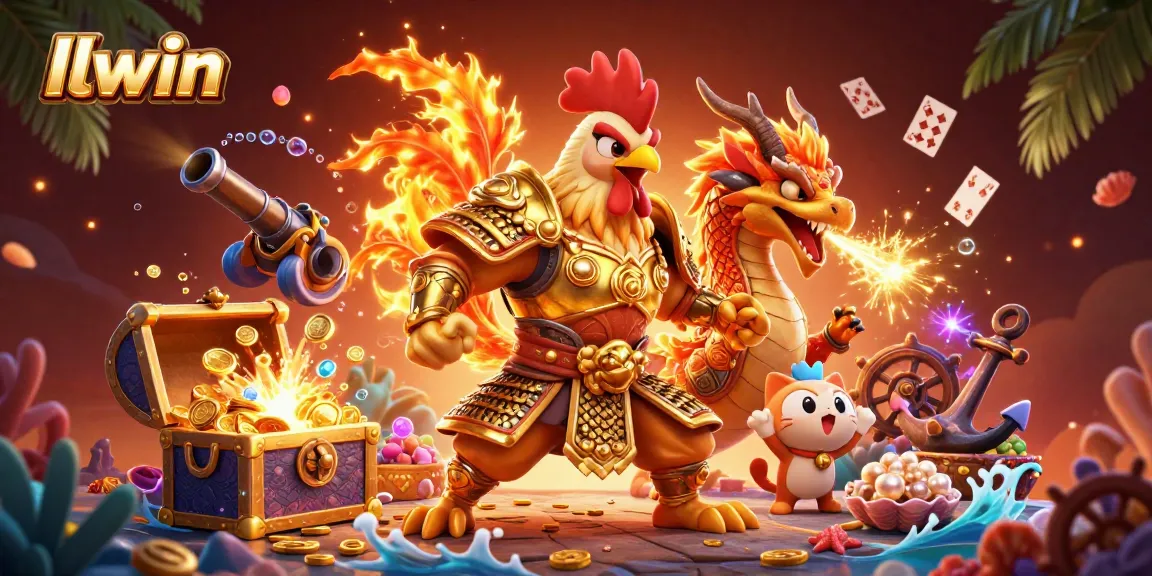 Experience thrilling gaming at llwin with a dynamic 3D scene featuring vibrant characters and casino elements.