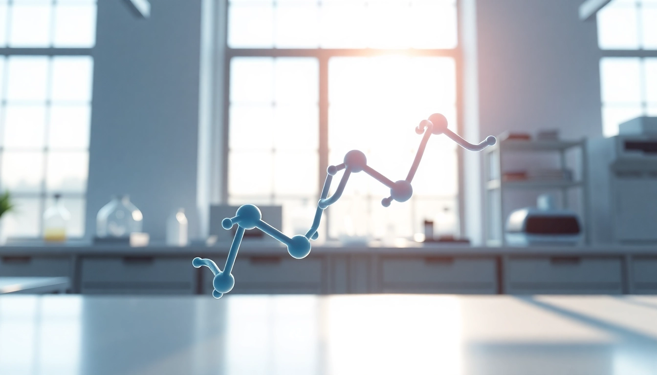 Highlighting the significance of peptidology through detailed molecular depiction in a lab setting.