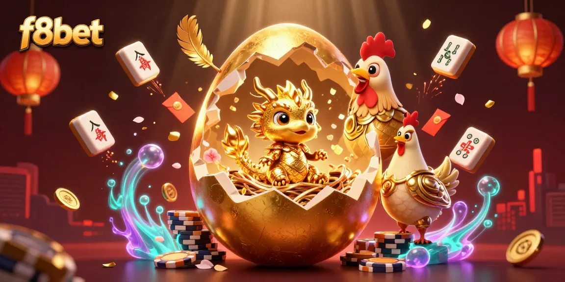 Experience thrilling gameplay at f8bet, showcasing a golden dragon and poker chips in a vibrant casino scene.
