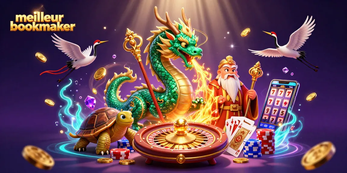 Pariez avec le meilleur bookmaker pour des gains éblouissants au casino aux côtés d'une dragon émeraude.