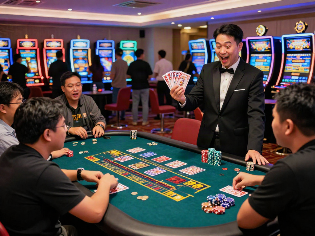 Players celebrating a win at a casino table, emphasizing the thrill of finding a situs gacor.