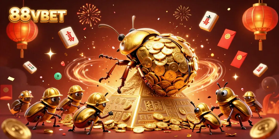 Experience the thrilling entertainment of 88VBET with golden coins and festive symbols in a vibrant casino scene.