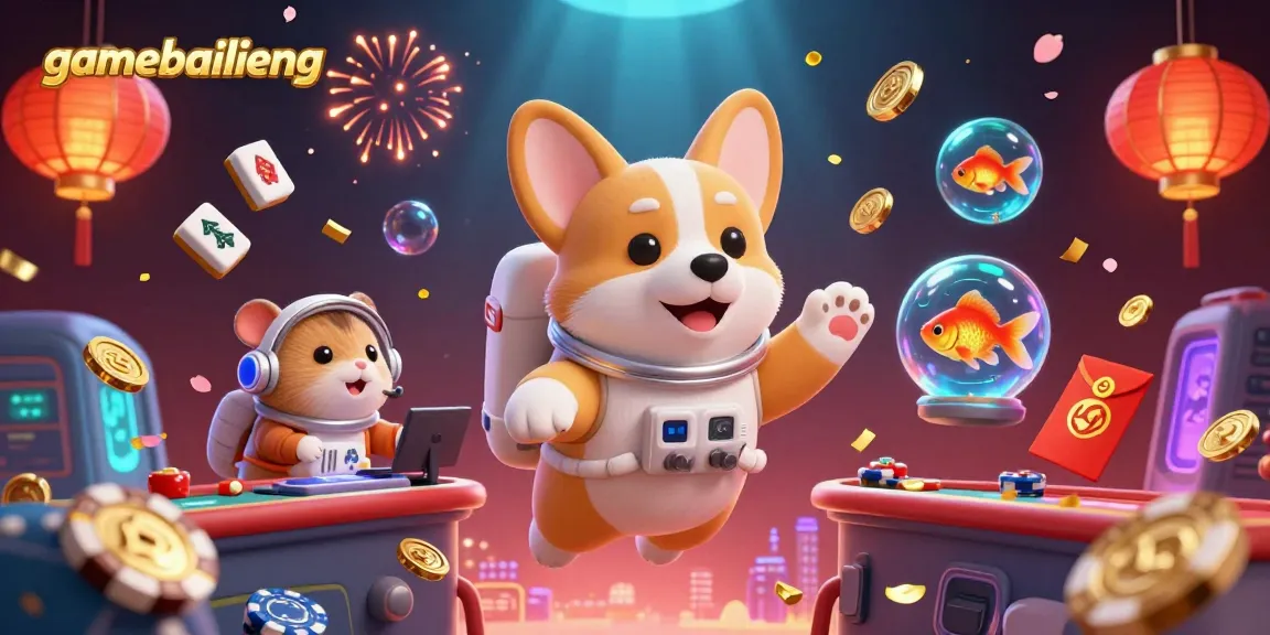 Experience thrilling gameplay at gamebailieng with this vibrant casino scene showcasing a playful astronaut and friends.