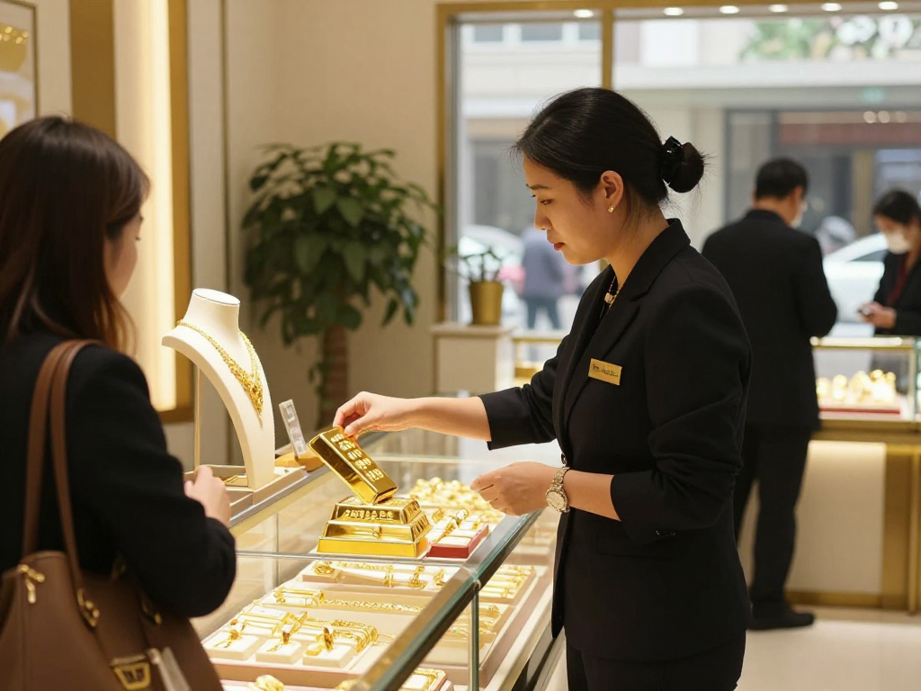 Gold jewelry shopping experience at mantra88 retail store.