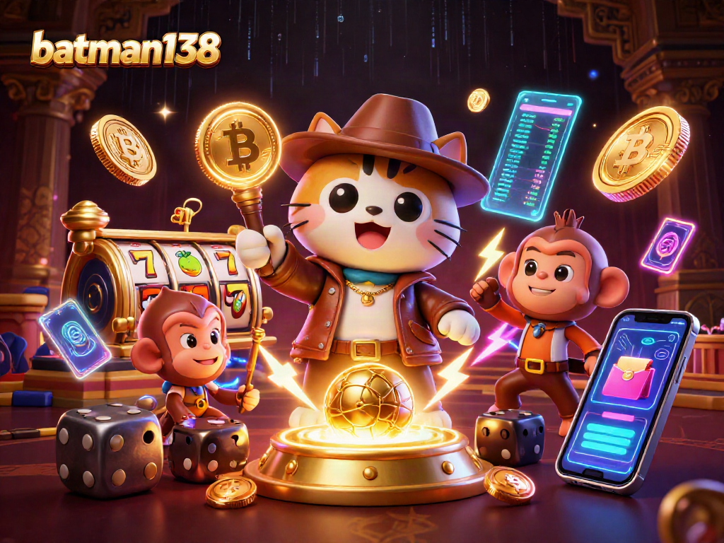 Engage in thrilling casino adventures with the batman138 illustration featuring dynamic characters and gaming elements.