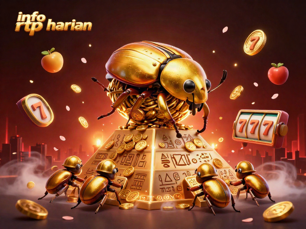Engage in info rtp harian with the massive golden beetle rolling coins toward winnings.