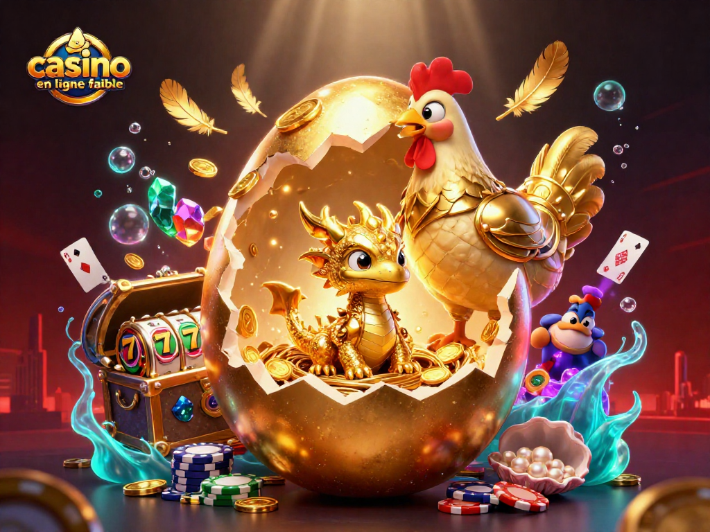 Jouez avec des casinos en ligne fiables et découvrez le dragon d'or entouré de jetons et de rouleaux de machines à sous.