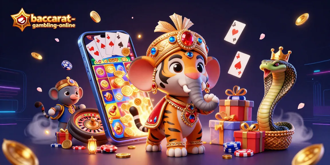 Experience thrilling baccarat gameplay at baccarat-gambling-online with vibrant characters and dazzling casino elements.