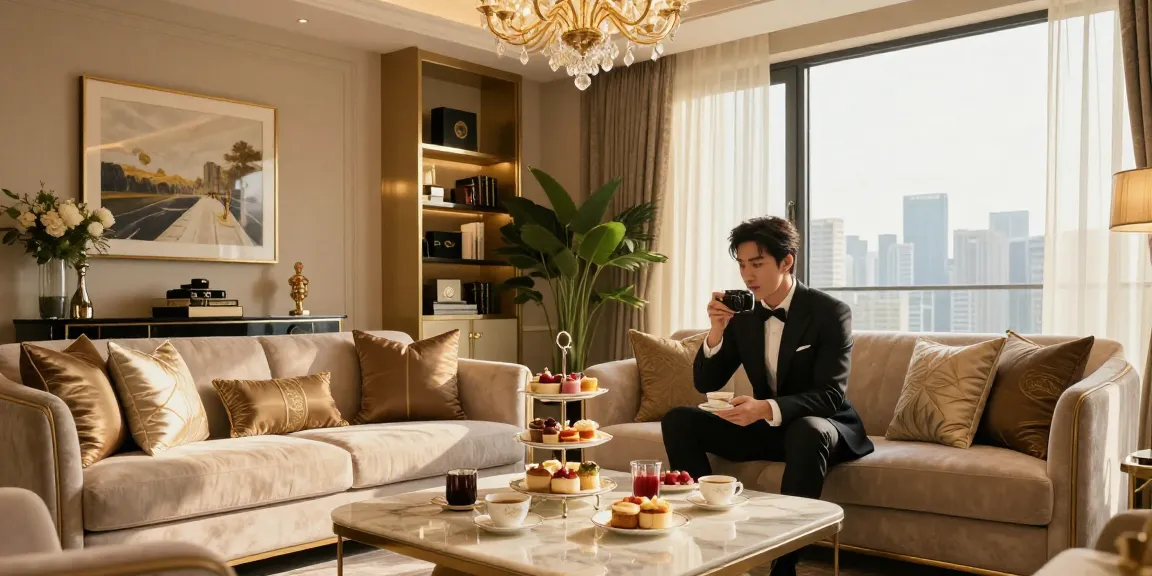 Suasana mewah LUXURY111 di ruang tamu dengan teh sore yang elegan.