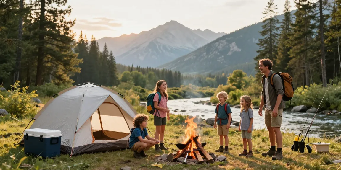 Family adventure camping scene highlighting mantra88 login in a secure environment.