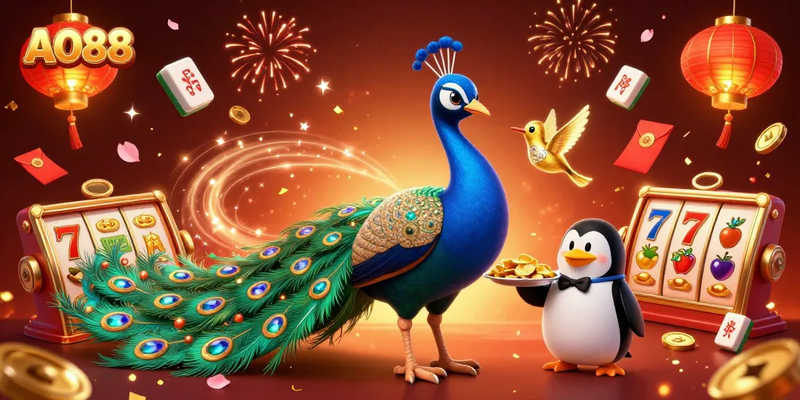 Experience the thrill of AO88 with vibrant casino characters and dynamic elements celebrating wins.