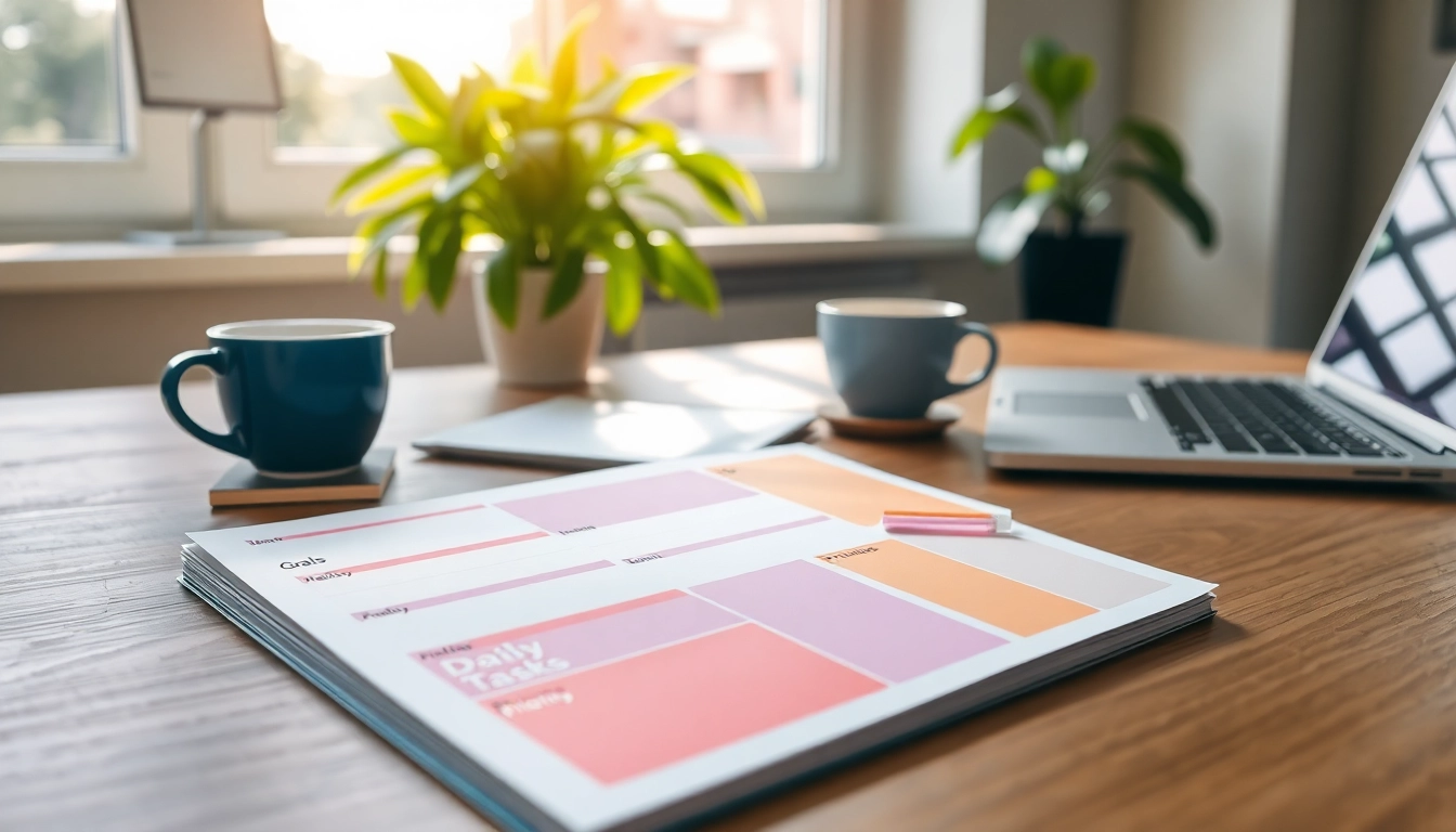Plan Your Way, Instantly with a beautifully organized planner on a wooden desk and a serene atmosphere.