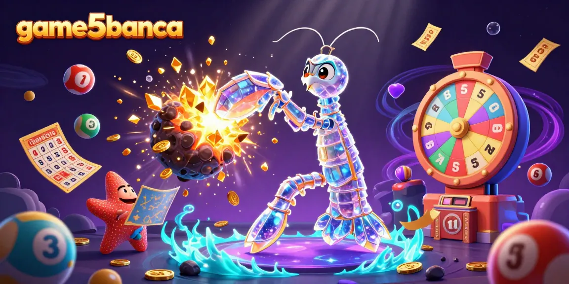 Play and win at game5banca with vibrant 3D casino elements and cartoon characters.