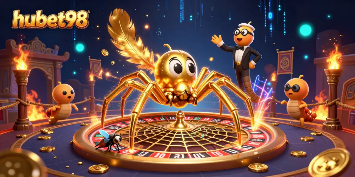 Experience thrilling bets at hubet98 with a golden spider spinning luck and fortune.