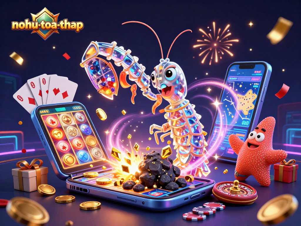 Experience the excitement of nohu-toa-thap with vibrant slot games and rewards exploding in a cosmic scene.