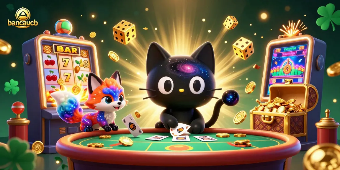 bancaucb impresses gamers with a cosmic casino adventure featuring a playful black hole cat and colorful fox companions.