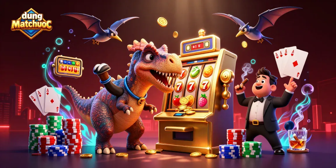 Engage with duongmatchuoc as a pachycephalosaurus hits a jackpot slot, amidst vibrant casino chaos.