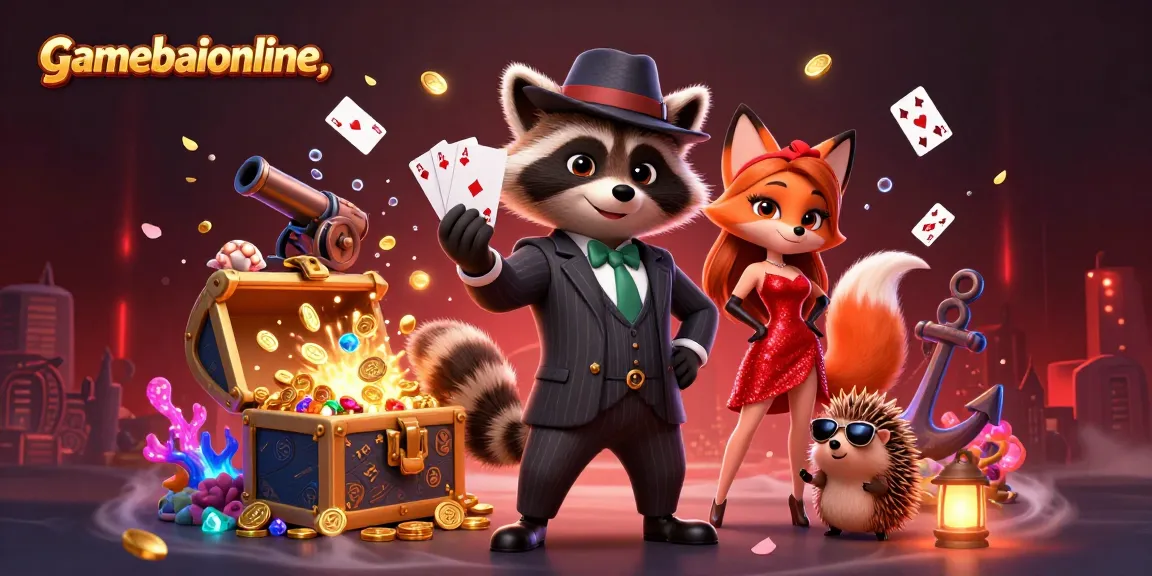 Experience thrilling gaming action with gamebaiionline's vibrant 3D casino illustration.