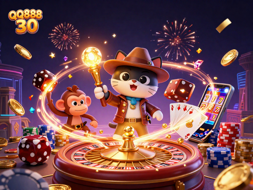 Experience thrilling adventures with QQ888 30 in a vibrant casino treasure hunt.