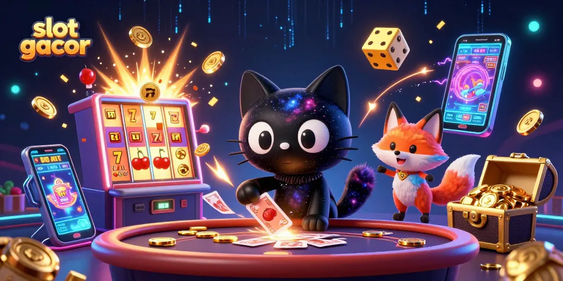 Experience the excitement of slot gacor with a cosmic cat and colorful fox at the dynamic casino table