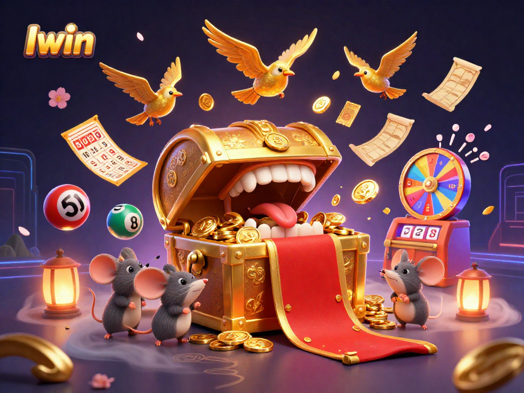 Iwin lures players into an exciting lottery adventure with colorful, dynamic elements in this vibrant illustration.