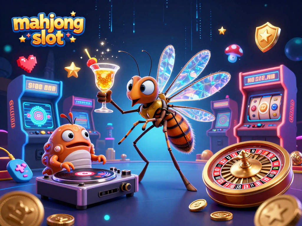 Experience the excitement of mahjong slot with vibrant 3D characters and casino elements.