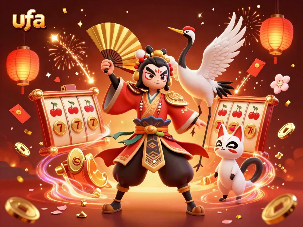 ภาพวาด 3D ของเอเลี่ยนการพนัน kabuki warrior กับองค์ประกอบสล็อต ทั้งหมดในฉากที่น่าตื่นเต้น