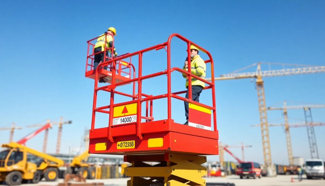 Workers confidently using a cherry picker to access high work areas in a construction site.
