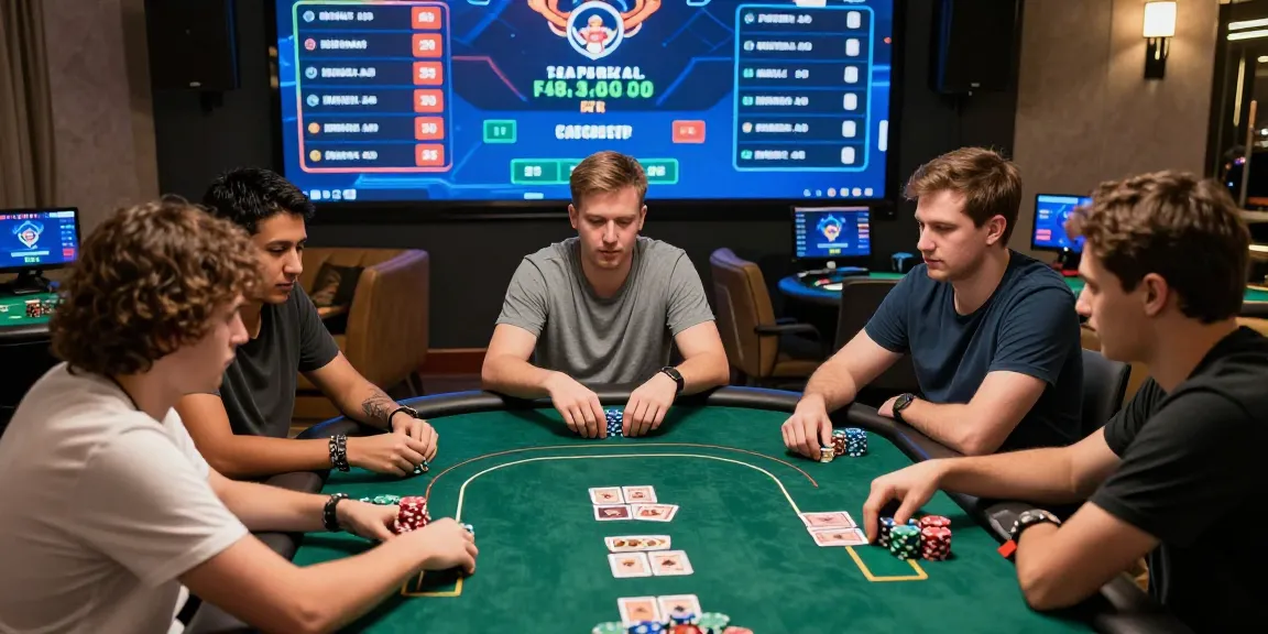 Players enjoying an exciting game at Poker88 digital poker table, showcasing vibrant chips and strategic moves.