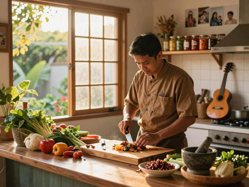 Proses memasak di dapur dengan chef membuat hidangan tradisional, situs epictoto dengan bahan segar dan suasana hangat.