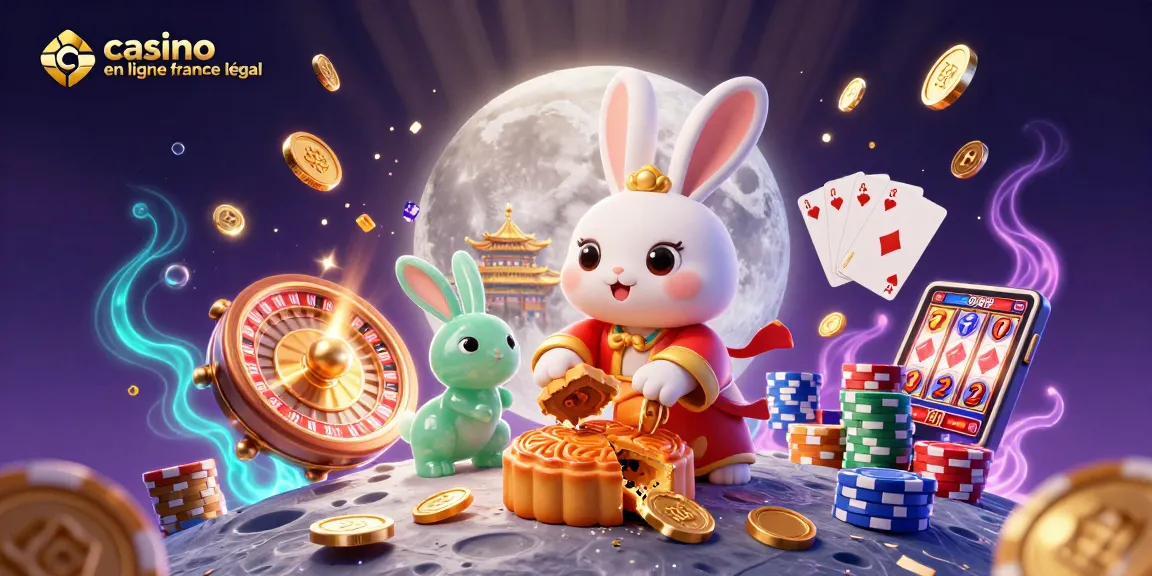 Découvrez le casino en ligne france légal : un jeu immersif avec un lapin de la lune et des jetons brillants.