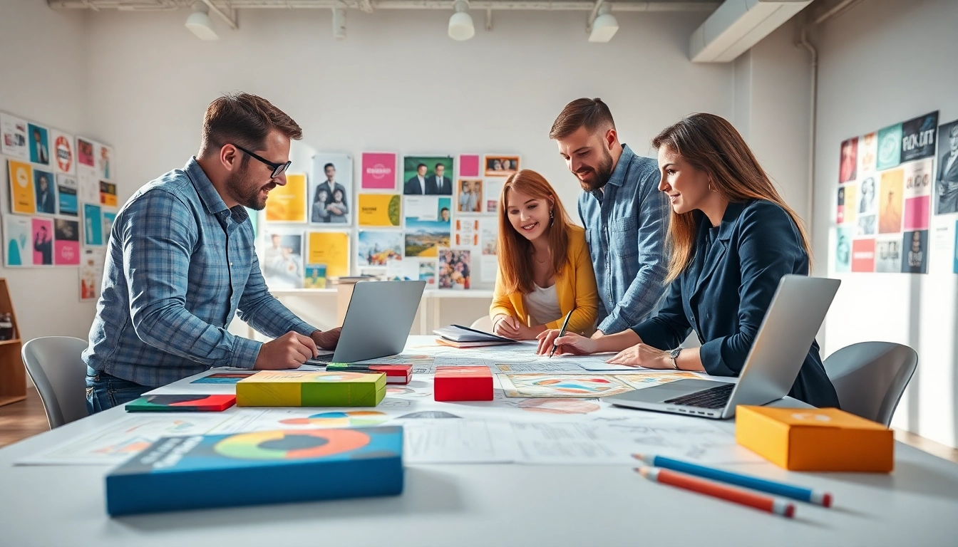 Dynamic team at a packaging design agency Melbourne crafting unique designs in a vibrant studio.