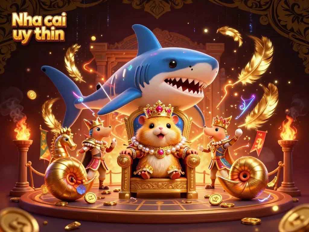 Experience the excitement of Nha cai uy tin with a golden hamster king ruling a thrilling gaming arena.