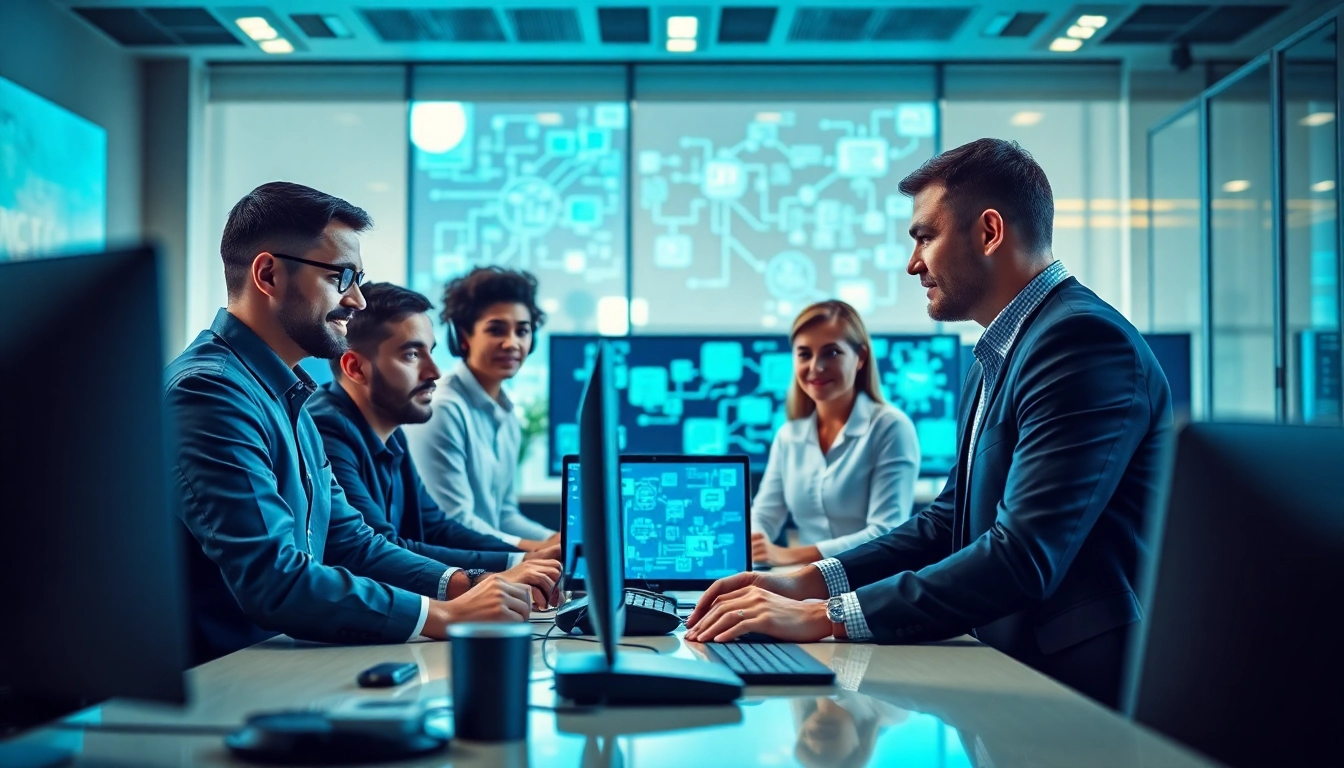 Enhance small business it support services with a professional IT team collaborating in a modern office.