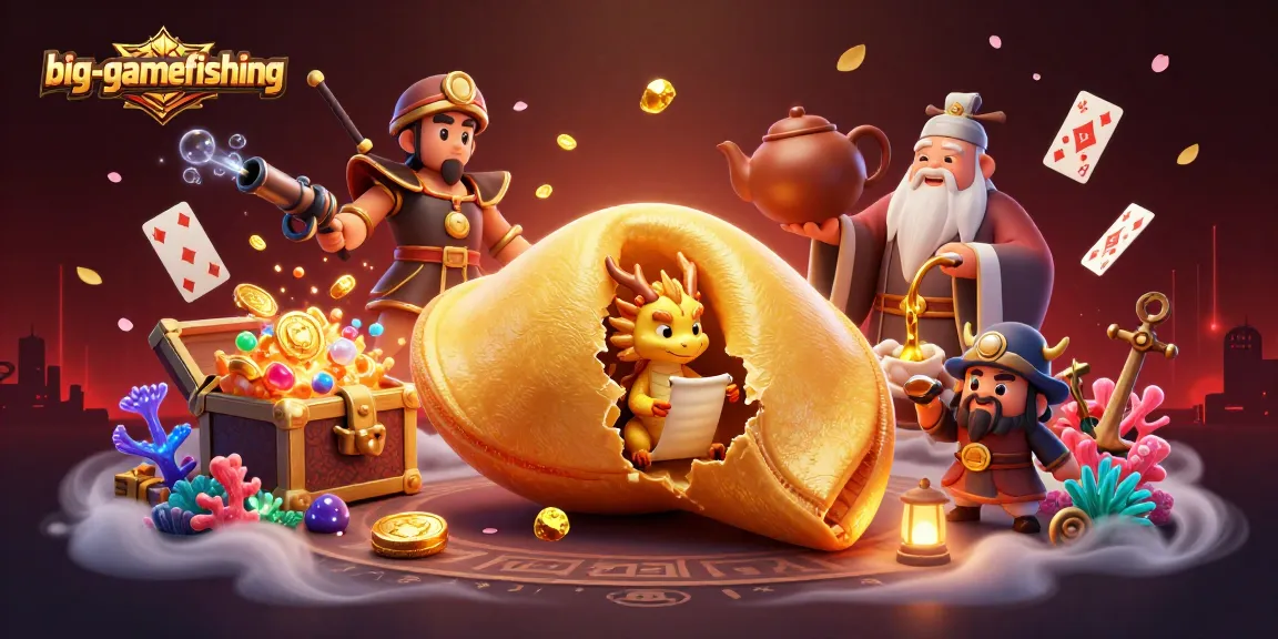 Engage with big-gamefishing as wise dragon and gold treasures illuminate an underwater scene.