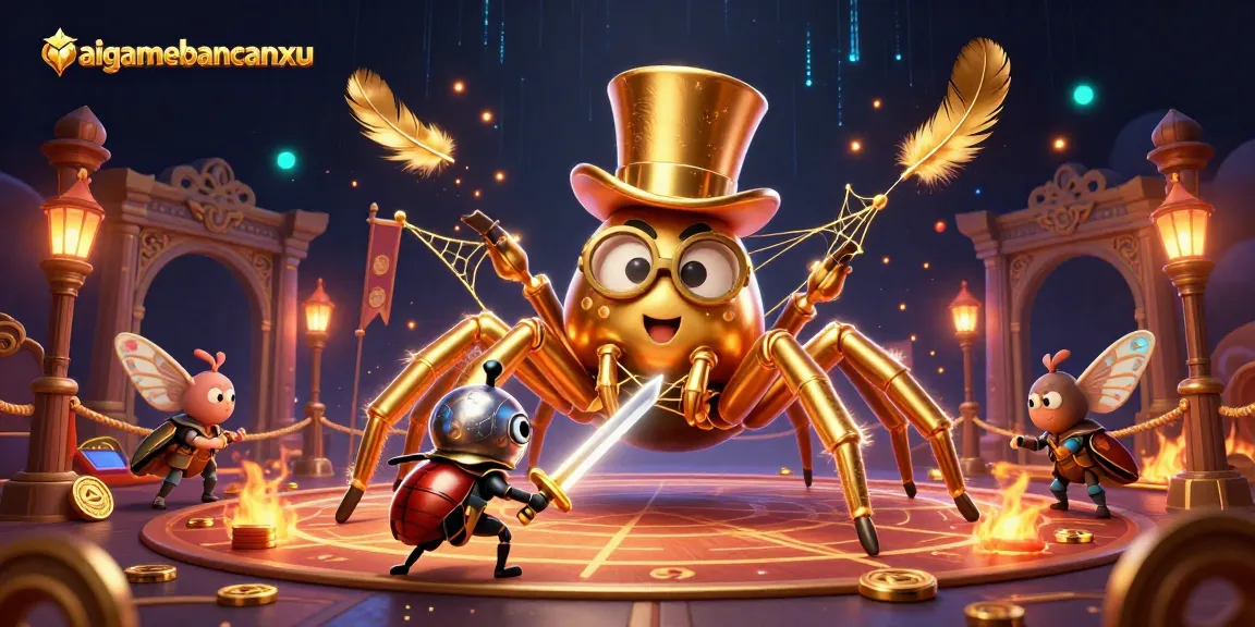Engage in thrilling adventures at taigamebancaanxu with a gold tarantula and knight in a vibrant casino.