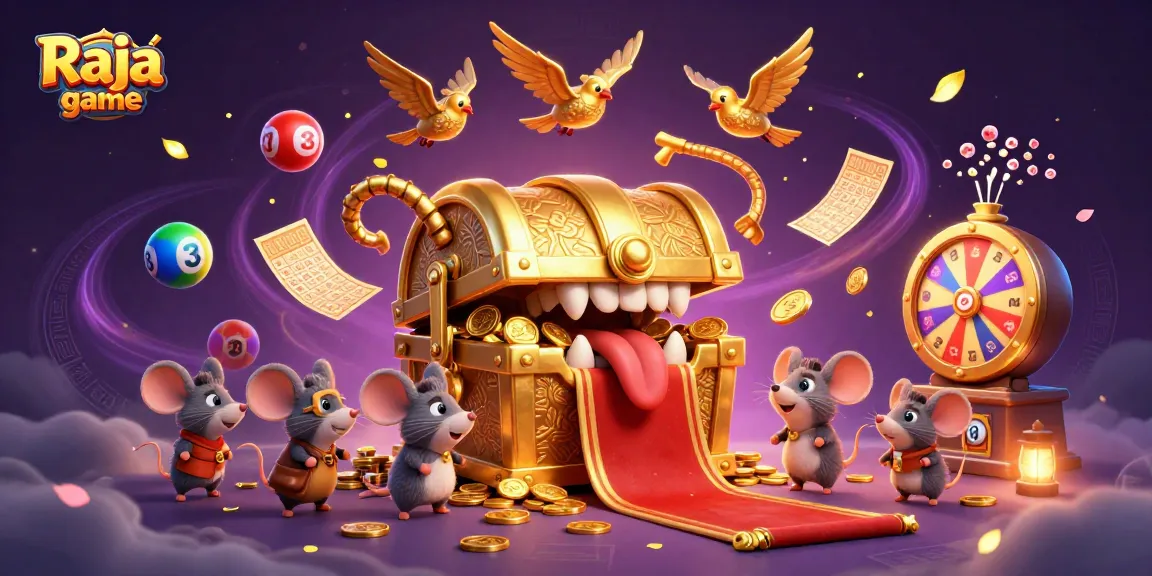 Engage with the thrilling Raja game experience, featuring colorful lottery balls, golden rewards, and dynamic game elements.