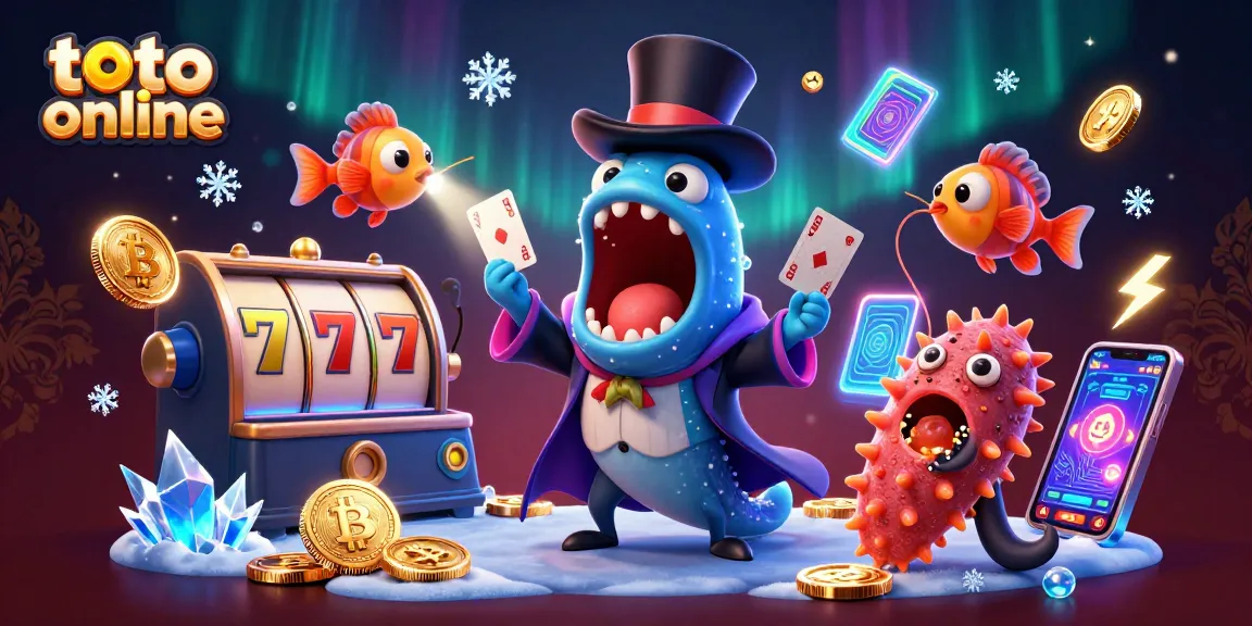 Menggambar proaktif permainan toto online dengan karakter menarik di kasino virtual yang saling berinteraksi.