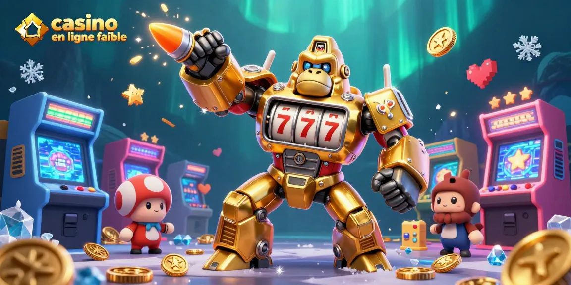 Plongez dans l'univers d'un casino en ligne fiable avec ce gorille mech flamboyant, soulignant le dynamisme des jeux d'argent.