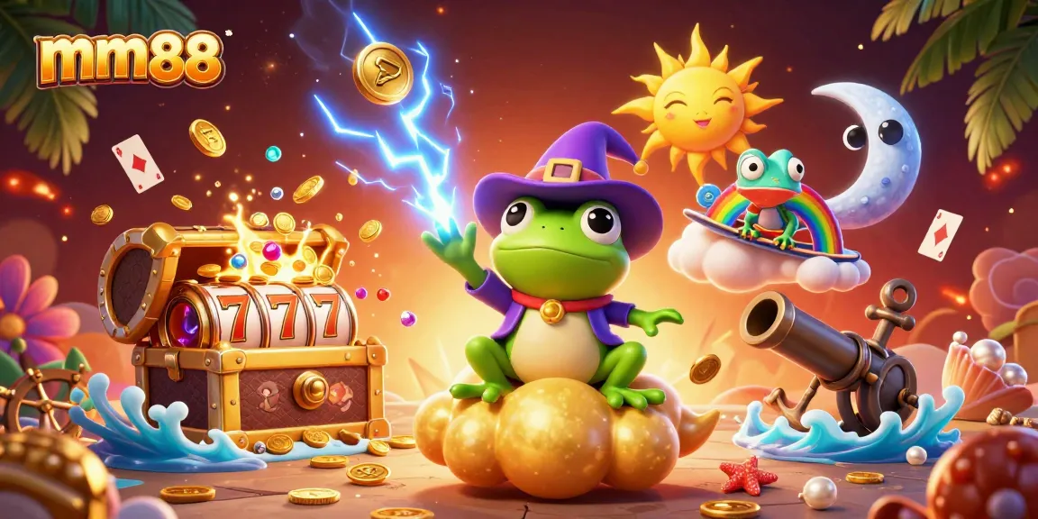 Spin the reels at mm88 with our vibrant 3D gaming illustration featuring thrilling casino elements.